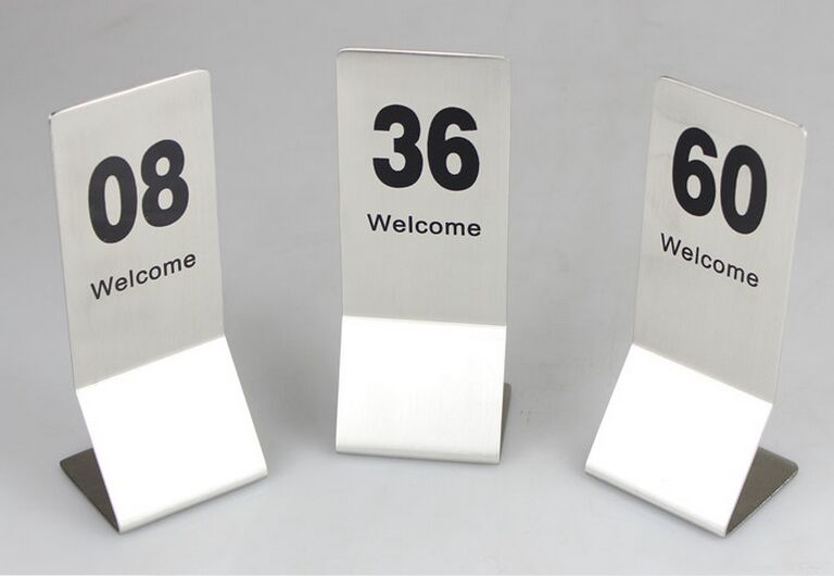 

10pcs Super big size stainless steel Restaurant table number menu cards Digital Card seat card desk card display holder free shipping