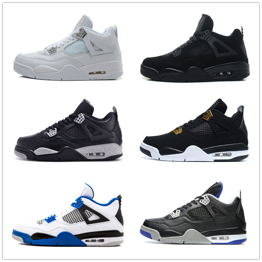 

4s Classic 4 alternate motorsports white cement pure money royalty military blue bred thunder black cat oreo sneakers for men women