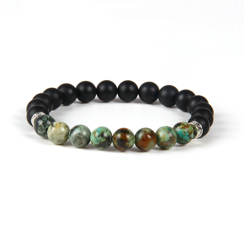 

New Designs Summer Bracelet Wholesale 10pcs/lot 8mm Matte Agate Stone with African Turquoise Beads Bracelets, Black