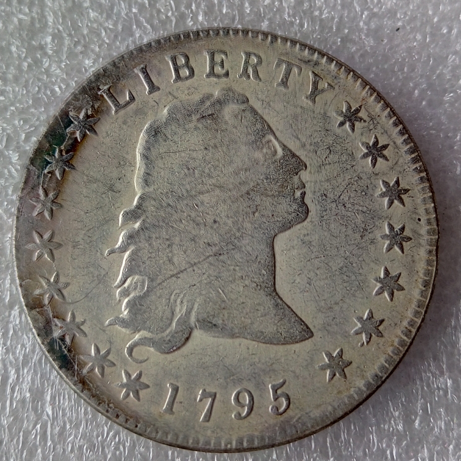 

United States Coins 1795 Flowing Hair Brass Silver Plated Dollar Smooth edge Copy Coin