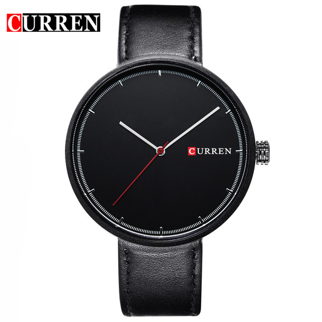 

1pcs new men fashion watch black white dial luxury style leather wrist watch 8223 by bbwath