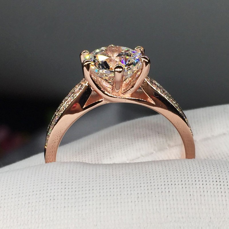 

Vecalon Fashion jewelry Women ring Rose gold color 3ct diamond Cz 925 Silver Engagement wedding Band ring for women