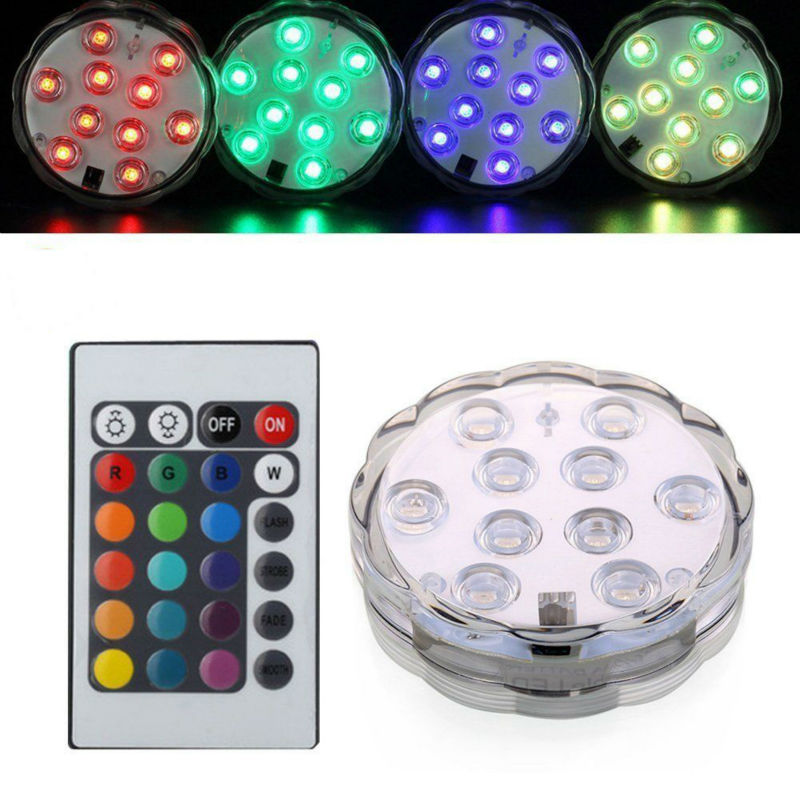 

Submersible led vase light base Battery operated Waterproof LED Fishbowl tank lights with remote control for wedding party decorations lamps