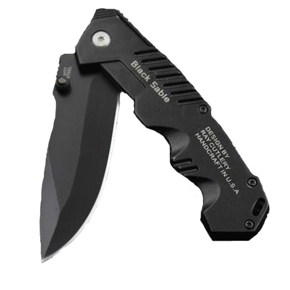 

Outdoor Camping survival high hardness Swiss multi-function Black Folding Knife