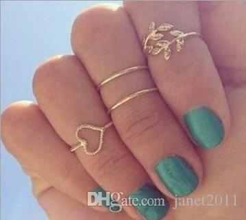 Anneaux de joint urbains en plaqué argent plaqué or argent au-dessus de la bague d'articulation anneau Midi Ring 4PCS / Set