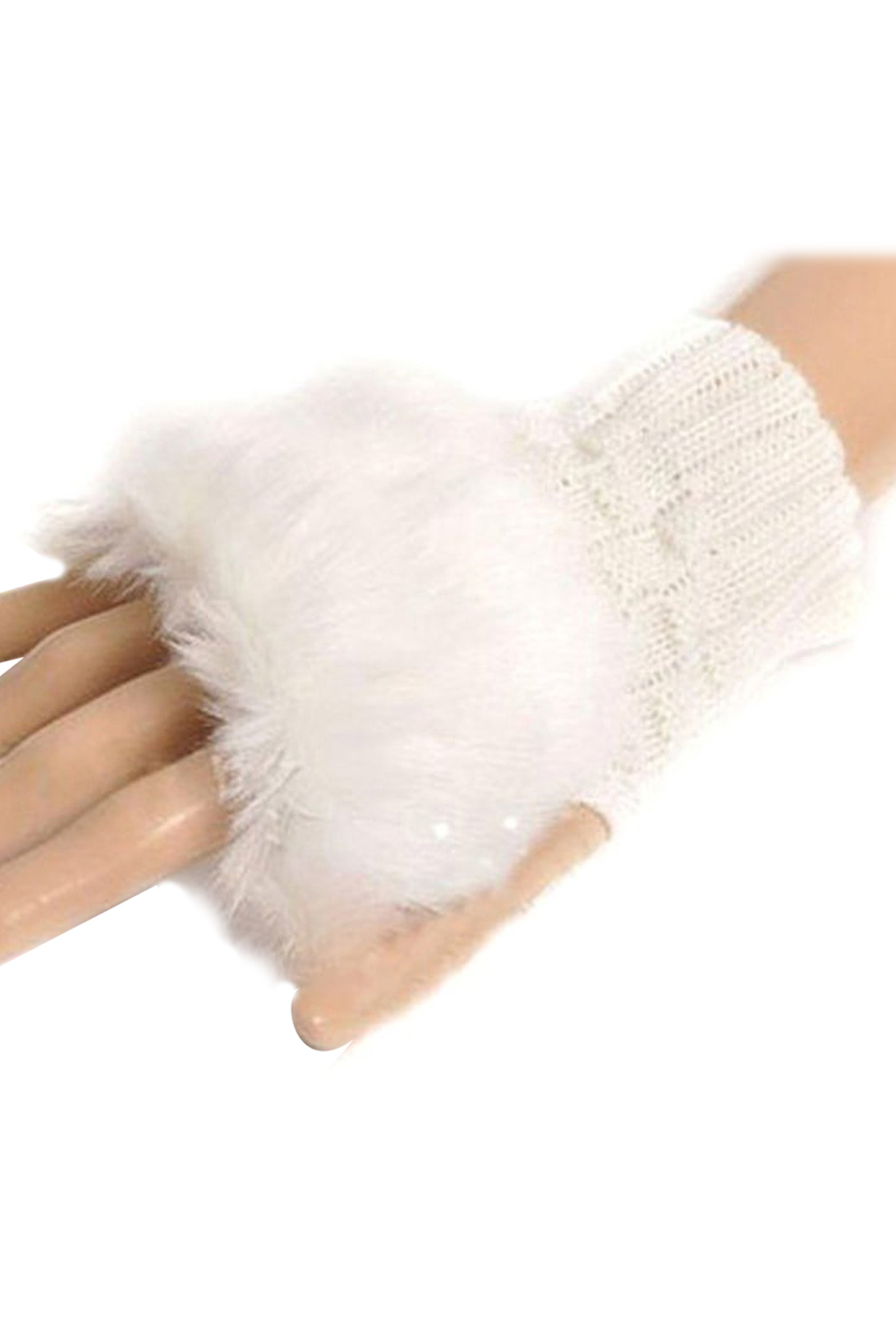 Wholesale- SAF 2016 NEW Fashion Women's Wrist Warmer Winter Fingerless Gloves White