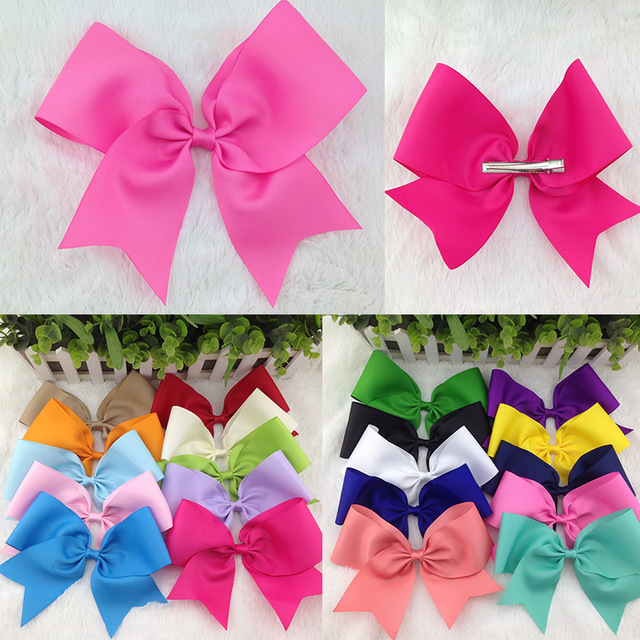 

8inch Ribbon Hair Boutique Bow with Alligator Hair Clip for Baby Hair Accessories 196 colors available ! 10pcs/lot, Mix