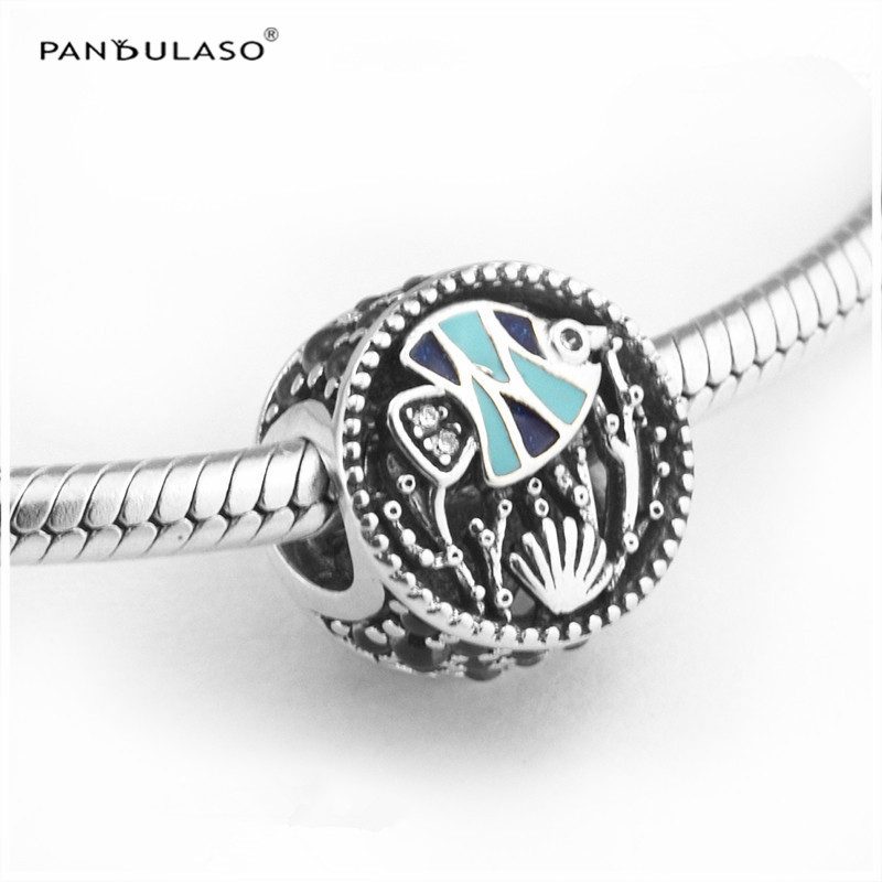 Ocean Life Mixed Enamel & Multi-Colored CZ Silver Beads charms For Woman Gift Fits Pandora Beaded Bracelet Bead DIY 925 Jewelry