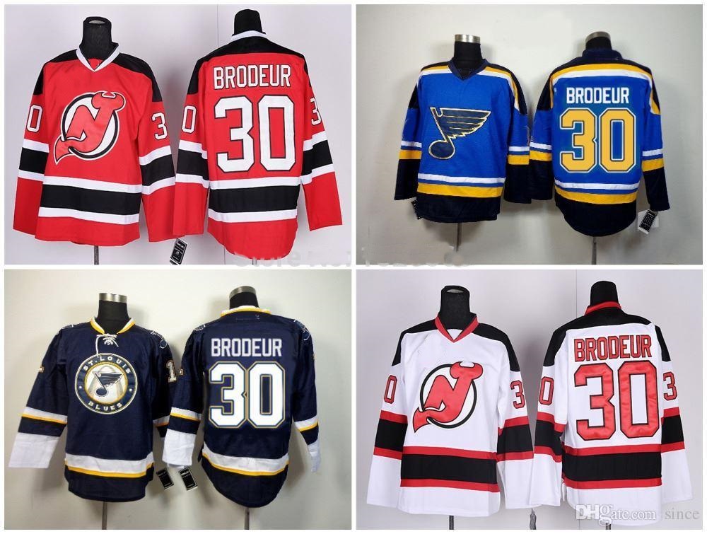 

2016 New Cheap Mens New Jersey Devils #30 Martin Brodeur Jersey Black RED Lacing Neck Vintage Sewn authentic NY Devils Hockey J