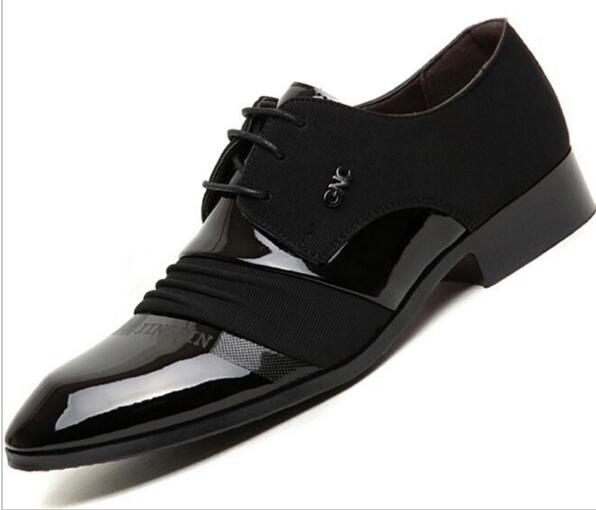 

New Men Pointed Toe Dress Shoes For Men Formal Leather Oxford Shoe Fashion Male Pu Leather Wedding Shoes, Black