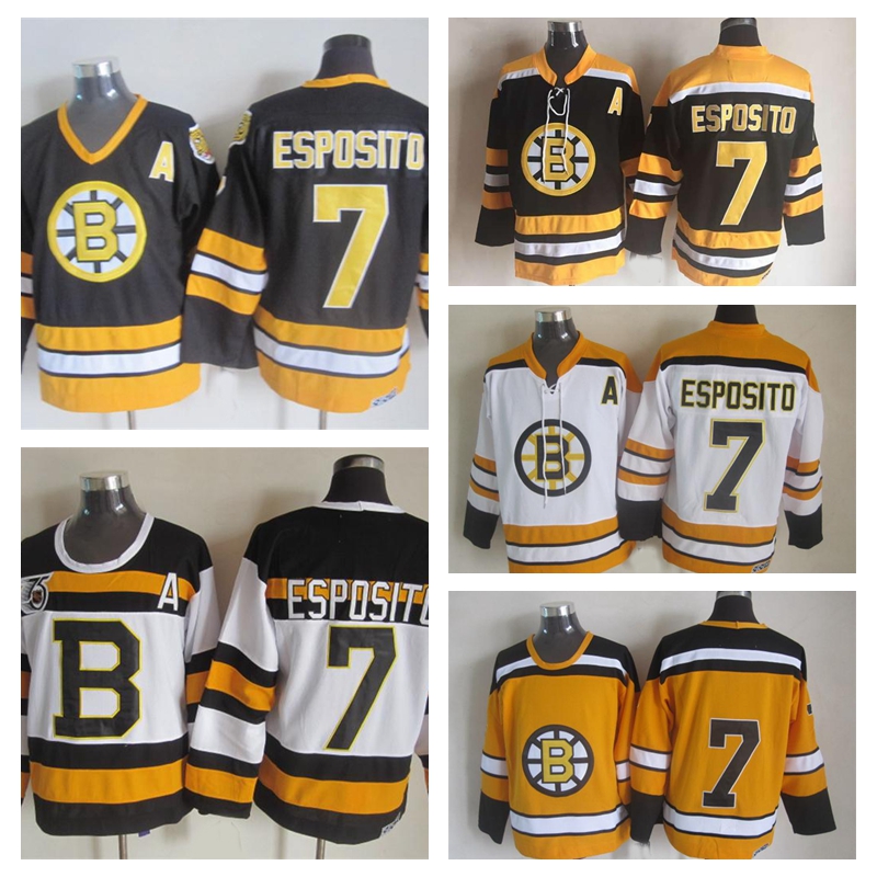 

Vintage Mens Boston Bruins Hockey Jerseys #7 Phil Esposito 75th Anniversary Black Vintage CCM Phil Esposito Stitched Jerseys A Patch S-XXXL, Black;red
