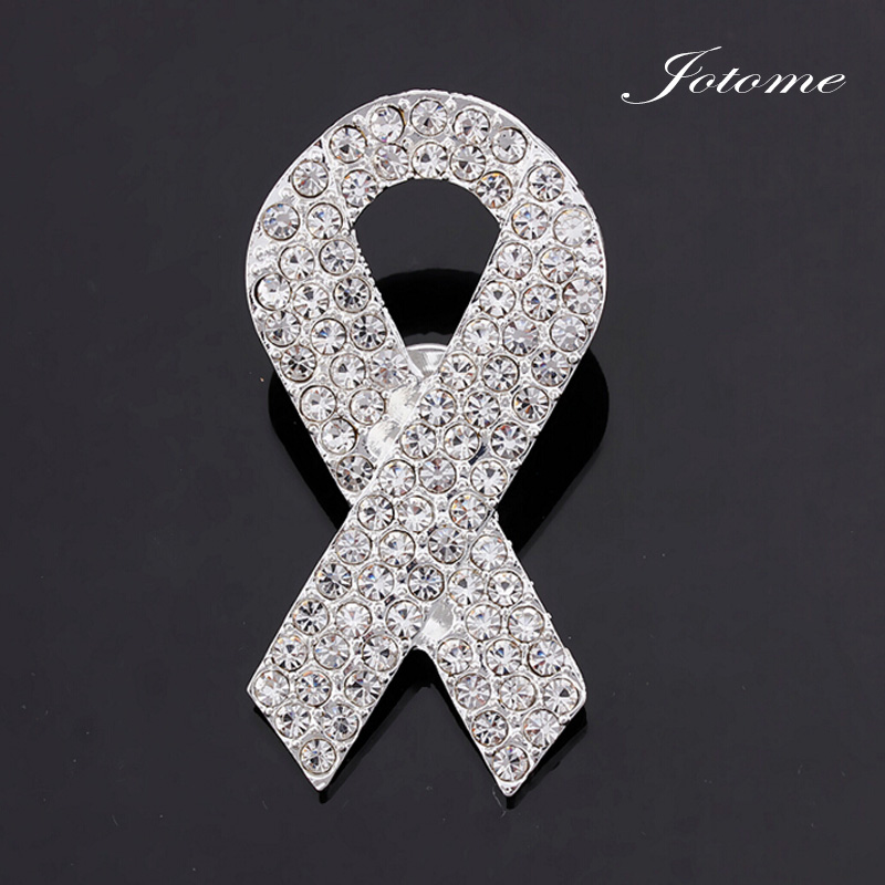 

100pcs Black Ribbon Brooches Breast Cancer Awareness Rhinestone Brooch Pin Garment Pin