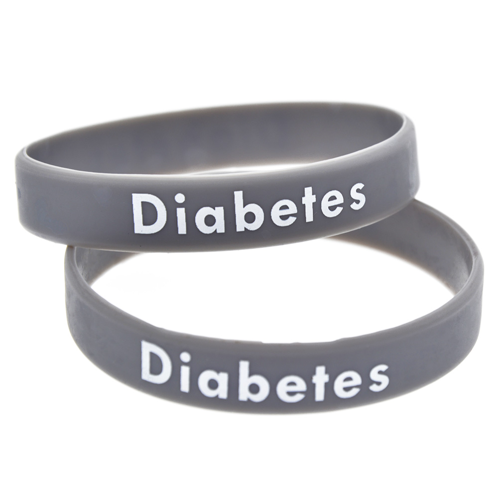 

1PC Diabetes Silicone Wristbands 1/2 Inch Wide Carry This Message As A Reminder in Daily Lift By Wear