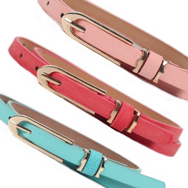 Femelle Boucle De Métal En Cuir De Marque Fine Ceinture Ceinture Ceinture Style Casual