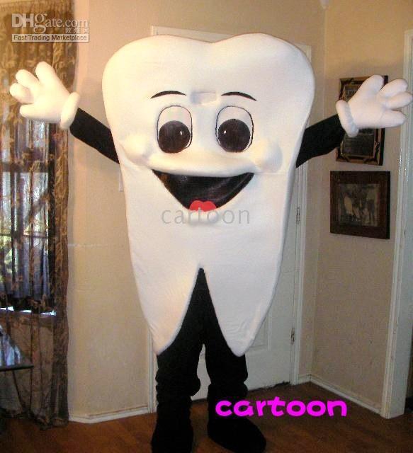 

Hot high quality Real Pictures Deluxe tooth mascot costume fancy carnival costume free shipping, White