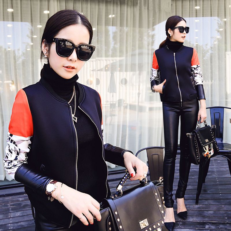 Wholesale- 2016 New Fashion Women Spring Autumn Jacket basball jackets space cotton Famale jacket coat long sleeve Lady Tops D735