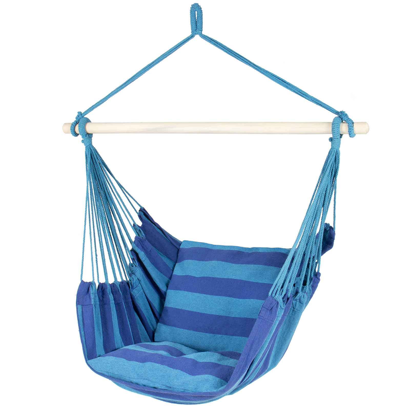 

Hammock Hanging Rope Chair Porch Swing Seat Patio Camping Portable Blue Stripe