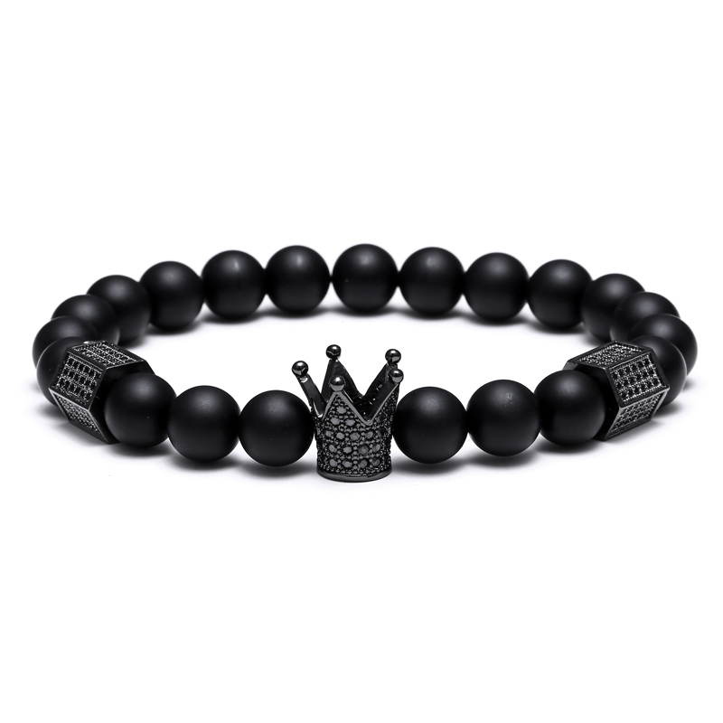 

Black Skull Strands men Titanium Steel Bracelet 8mm Natural Onyx Stone Beads Charm Jewelry Fashion Gift Valentine's Day Holiday Christmas