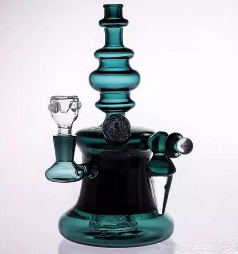 

22cm Thick Base Joint 18.8mm Gift Glass Bongs water pipes Beaker Cyclone Perc intricate perc Recycler oil rigs Glass bong
