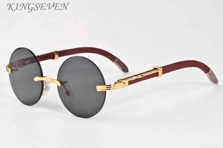

2020 fashion wood sunglasses for men cat eye buffalo horn polarized sunglasses half frame round clear lenses womens sun glasses with box, White;black