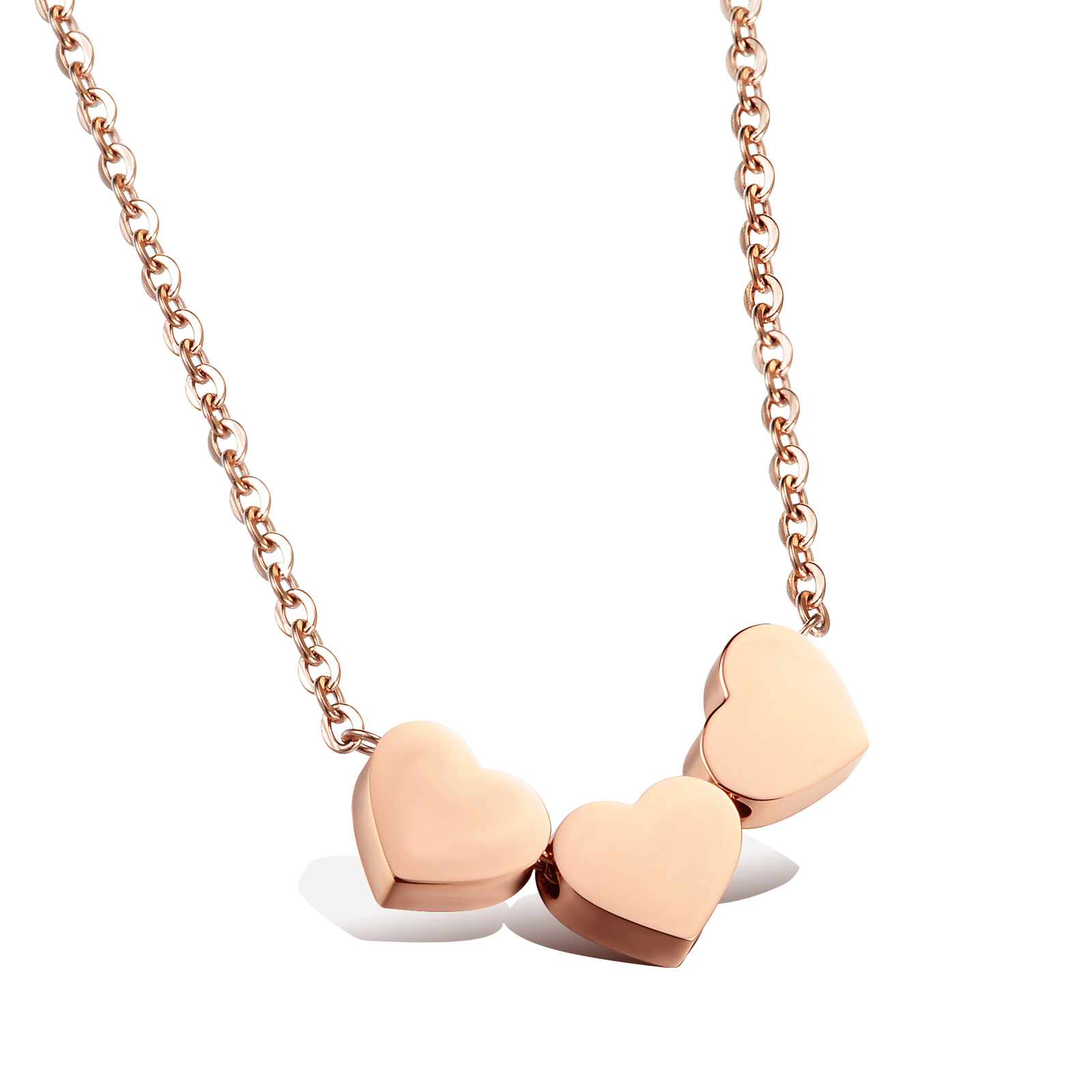 Collier pendentif à breloques en acier inoxydable, design à la mode, en or Rose, cadeaux romantiques pour maman et petite amie