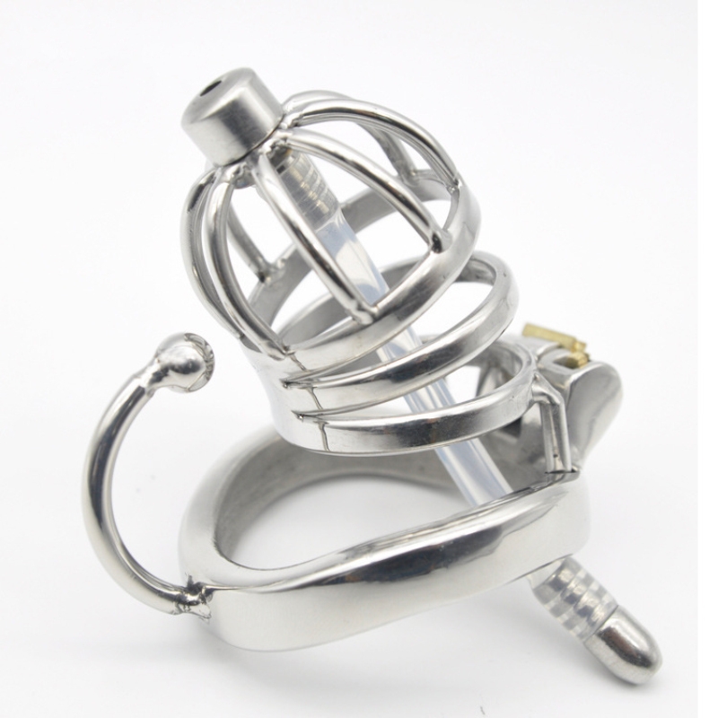 

Stainless Steel Male Small Chastity Cage with Base Arc Ring Devices Male Small Chastity Cage with Soft Urethral Catheter G222