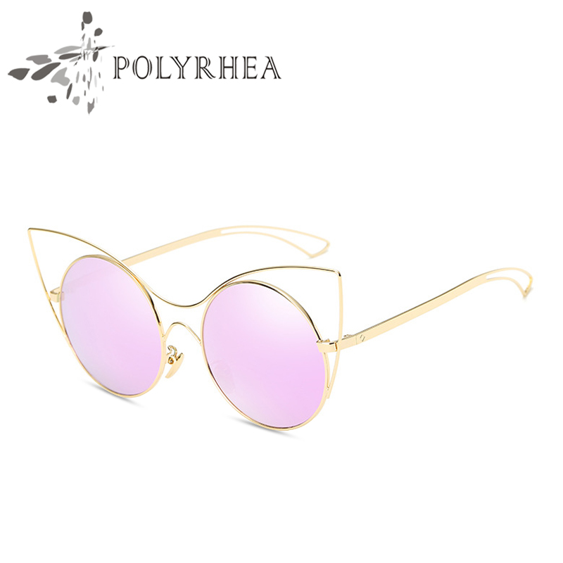 

2018 Luxury Cat Eye Sunglasses Women Brand Designer Sunglasses Classic Shades Round Frame Mirror High Quality With Box And Case