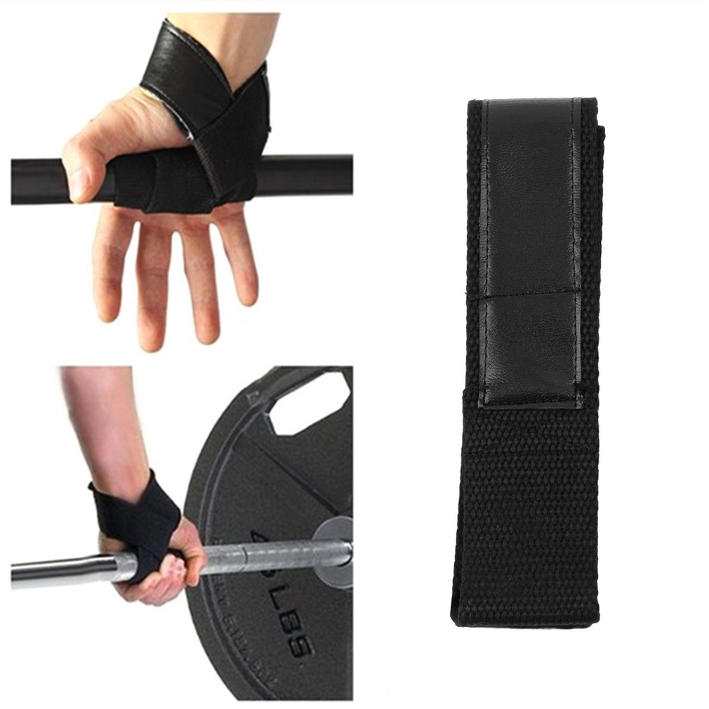 

1Pair Weight Lifting Hand Wrist Bar Support Strap Brace Support Gym Straps Weight Lifting Wrap Belt Body Building Grip Glove, Black
