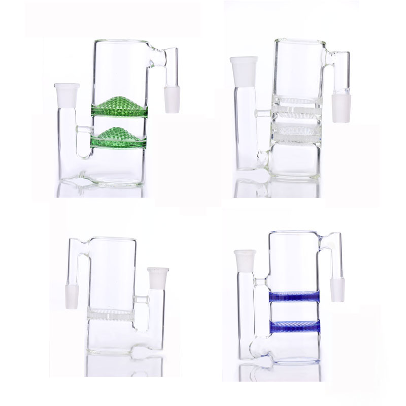 

Hookahs Ash Catcher double Honeycomb perc bong ashcather 14mm different color and whirlpool glass water pipe 18mm
