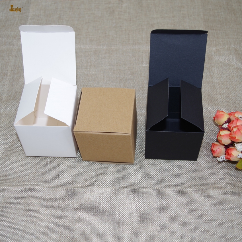 

50pcs/lot 8x8x6cm /8cm/10cm/12/14cm Mini Size kraft Paper Box DIY Lipstick Perfume Essential Oil Bottle packaging boxes paper craft package
