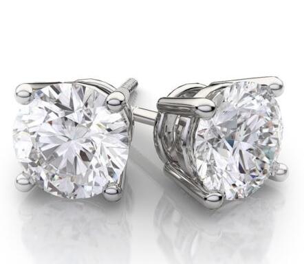 

4CT 14k White Gold Round Lab Created Diamond Earrings Basket Solitaire Studs, Golden;silver