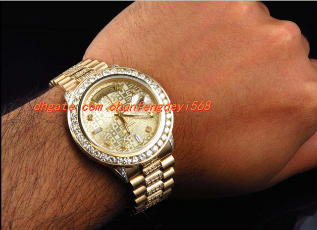

Luxury Wristwatch 18k Yellow Gold Mens Diamond Bezel Watch 36mm Automatic Men Watch Men's Watch Watches