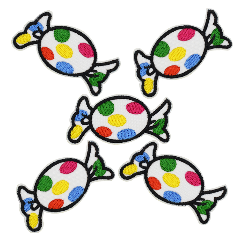 

10 pcs Candy patches badges for clothing iron embroidered patch applique iron sew on Diy patches sewing accessories for clothes, Black