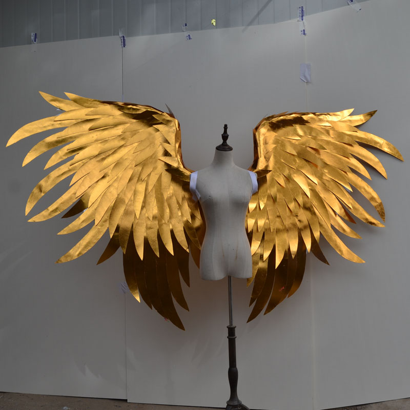 

Big size gold angel wings beautiful photo shooting props high quality display supply 4KG not fit for long time wear EMS free shipping