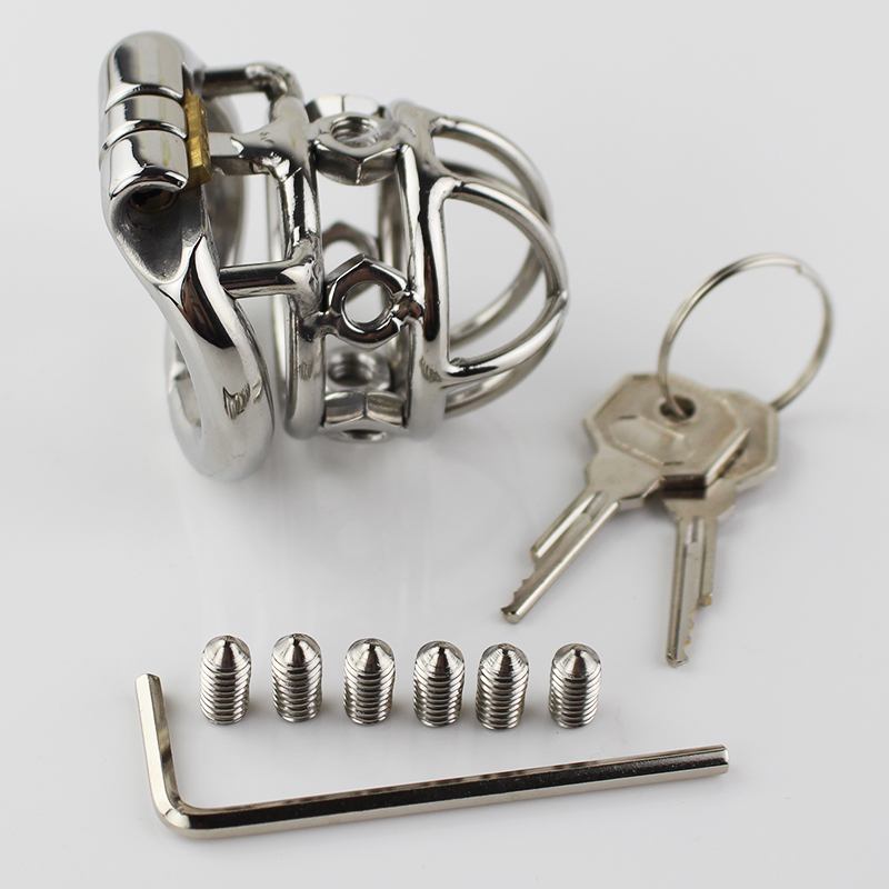 

Latest Design Male Chastity Devices with Removable Sharp Screw Stainless Steel Penis Stimulate Chastity Cage Cock Ring Sex Toys