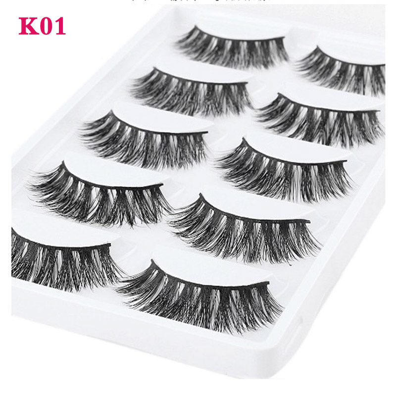 Handmade Mink False Eyelashes 5 pairs/box Cross Messy Dense Natural Eye Lashes Makeup FalseEyelashes 3 Styles-image-398462369