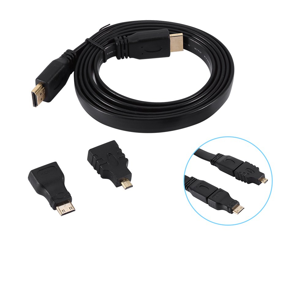 

Freeshipping 1080P H-D-MI Cable H-D-MI to Mini&Micro Adaptor Kit Set For HDTV Android Tablet PC TV Laptop Universal Black