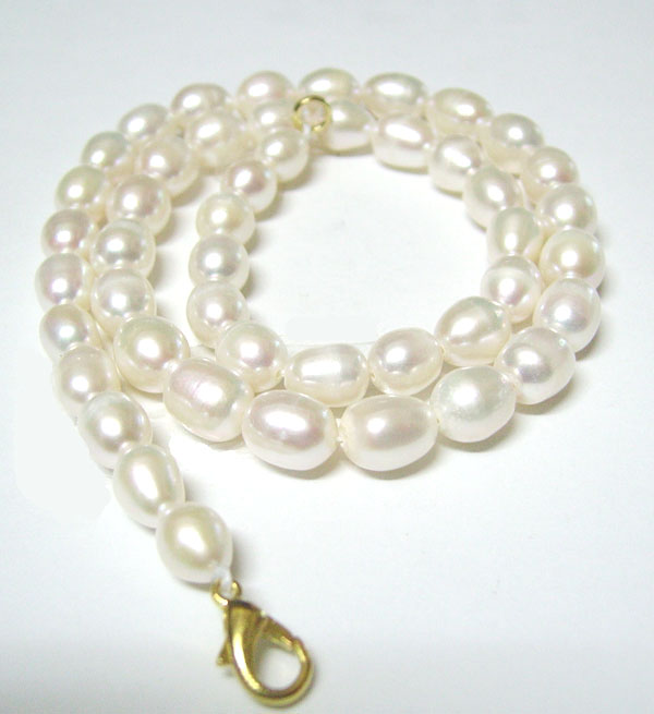 

10pcs/lot White Rice Freshwater Pearl Fashion Necklace Lobster Clasp 16inch For DIY Craft Jewelry Gift P1
