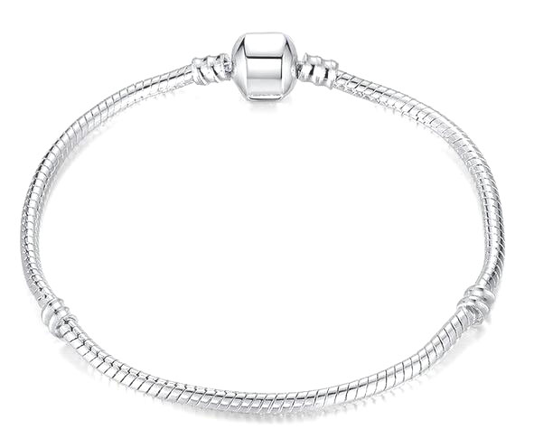 

10pcs/lot Silver Plated Bangle Bracelets Snake Chain with Barrel Clasp For DIY European Beads Bracelet C16