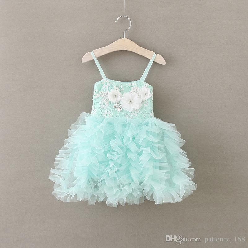 

2017 hot selling New Arrivals styles girl Flower skirt Casual girl elegant sling Fashion Princess Dress free shipping, Pink