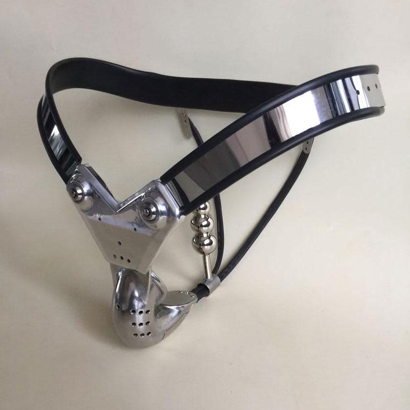 

Latest Y-shaped Male Chastity Devices Adjustable Stainless Steel Curve Waist Chastity Belt with Full Closed Winding Cock Cage BDSM Sex Toy