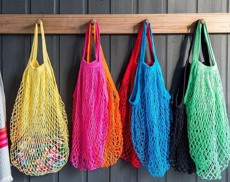 

100pcs Mesh Net Turtle Bag String Shopping Bags Reusable Fruit Storage Handbag Totes Short handle bags, Multi