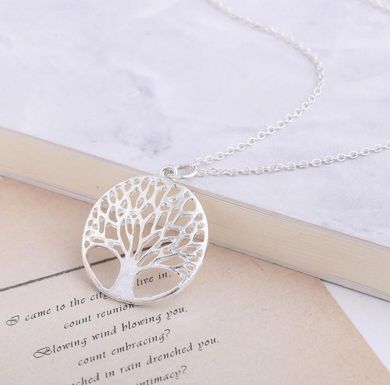 

Best gift Round Holes Wishing Tree Pendant Life Tree Necklace WFN441 (with chain) mix order 20 pieces a lot