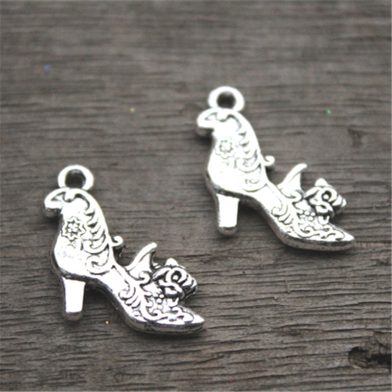- Zapato de tacón alto s 3D Charms de plata encanto colgante 18X14mm Zapatos de tacón alto 30 un