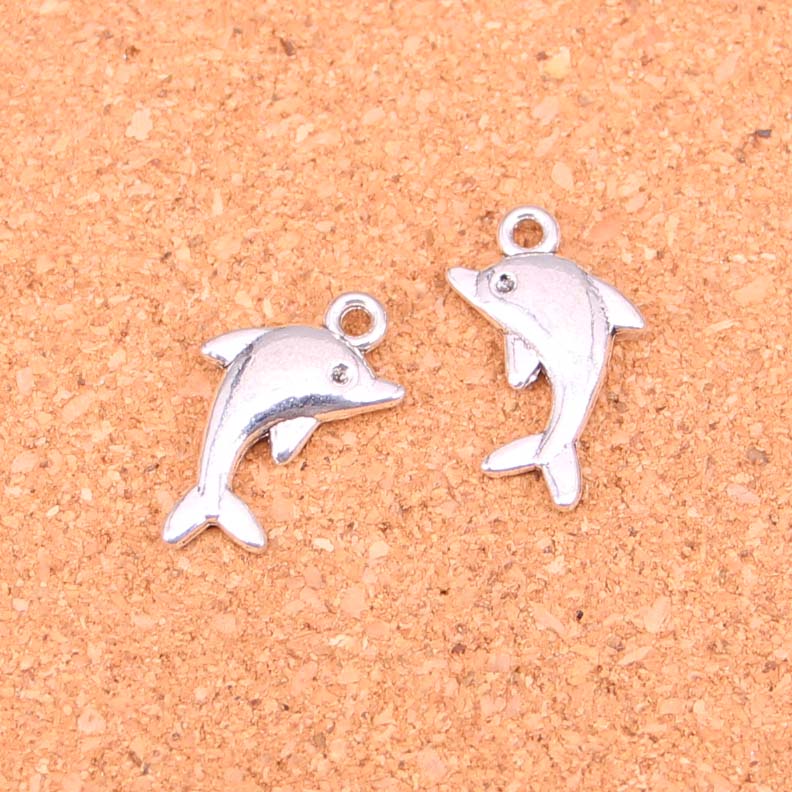 

71pcs Antique Silver Plated dolphin Charms Pendants for European Bracelet Jewelry Making DIY Handmade 23*13mm, Bronze;silver