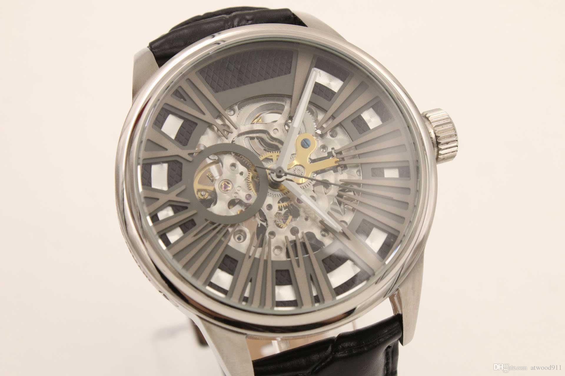 

Hot selling luxury ar4629 automatic movement: skeleton hollow man's new sports watch men's watch sapphire glass quality free shipping, warra, Silver