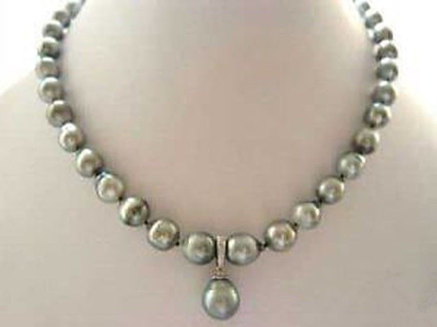 

natural south seas silver gray pearl necklace 17.5inch, Mixed colors