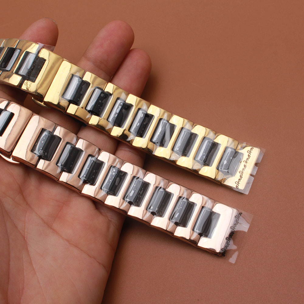 Nouveaux bracelets de montre de remplacement pour Samsung Gear S3 Céramique noire Poli et acier inoxydable Or Rosegold Bracelet de montre de haut