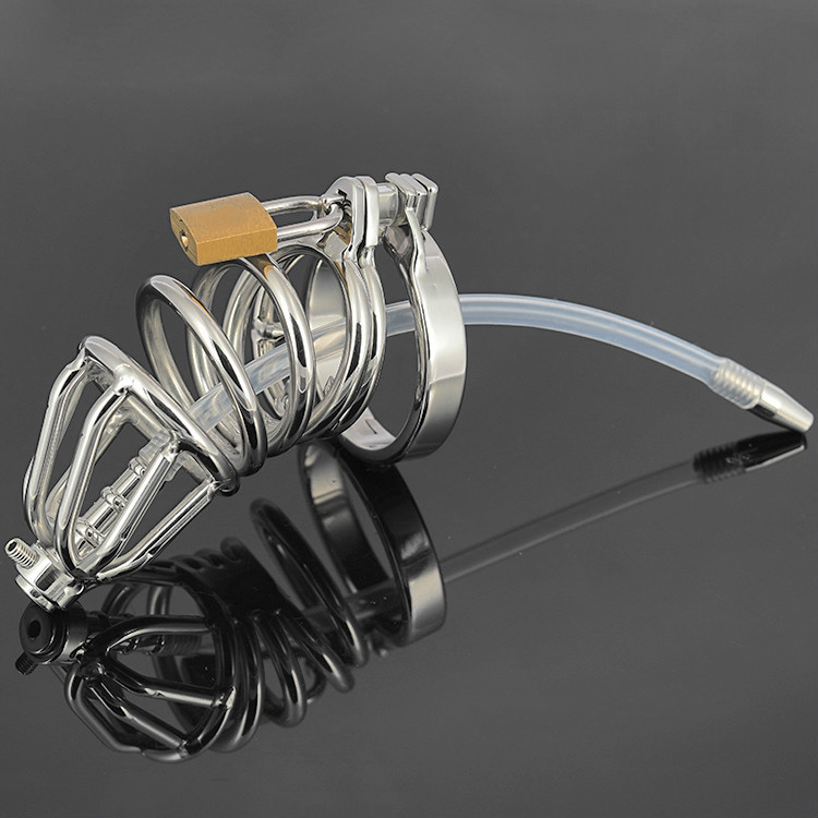 Sex toys,927D Male stainless steel chastity, metal chastity device with silicone catheter, New male chastity devices ,2017 adult toys-image-394639045