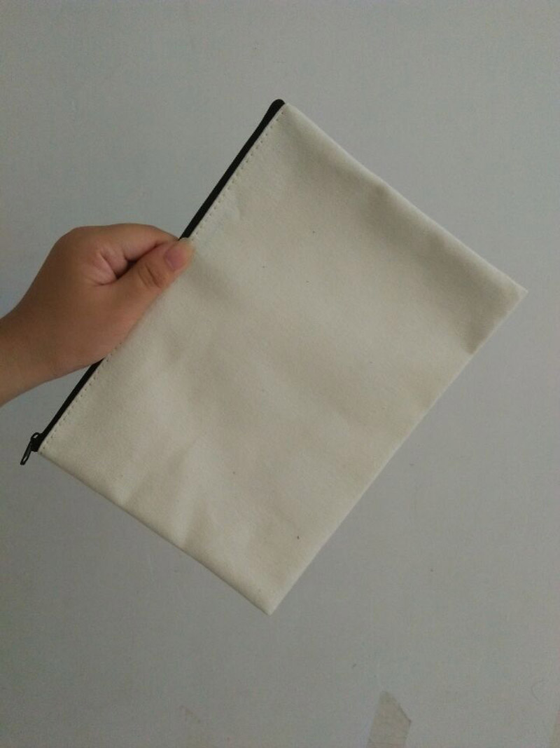 

100pcs 7*10in White cotton canvas cosmetic bags DIY women blank plain zipper makeup bag phone clutch bag Gift organizer cases